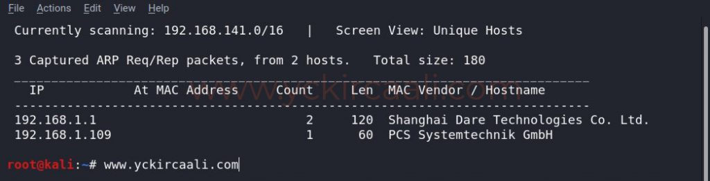 netdiscover
terminal screen
