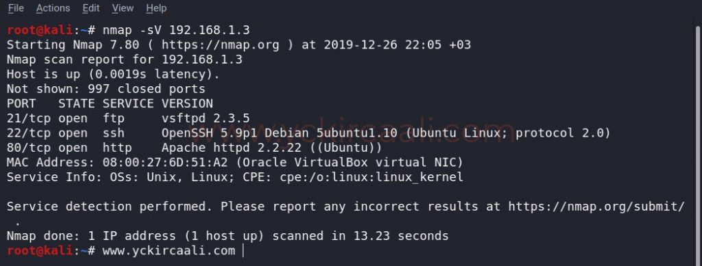 nmap scan
21/tcp open
22/tcp open
80 tcp/open