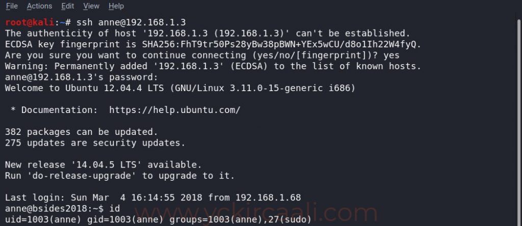 ssh connection
port 22