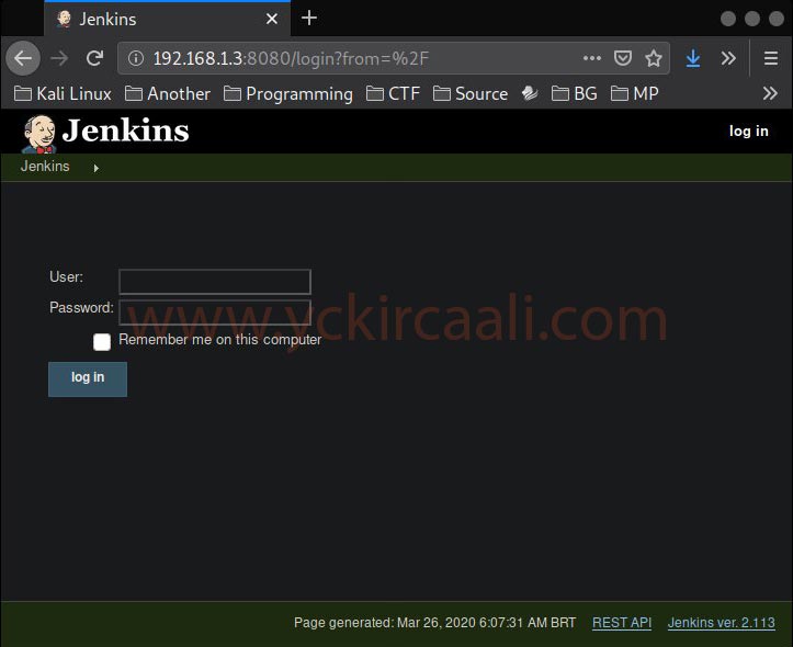 jenkins login panel  jarbas